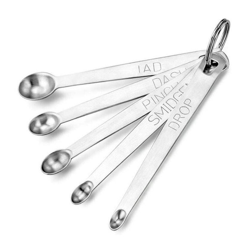 Stainless Steel 1/4, 1/8, Smidge, Tad, Dash & Pinch Measuring Spoon Set -  Cool